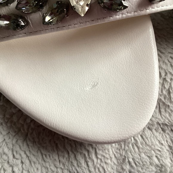 Alexandre Birman Clarita Jeweled Leather Block Heel Wrap Sandals White Bridal - Picture 14 of 17